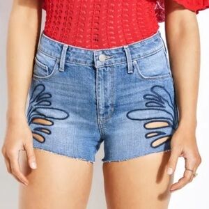 Guess Jean Shorts Embroidered Peek-a-boo Size 27